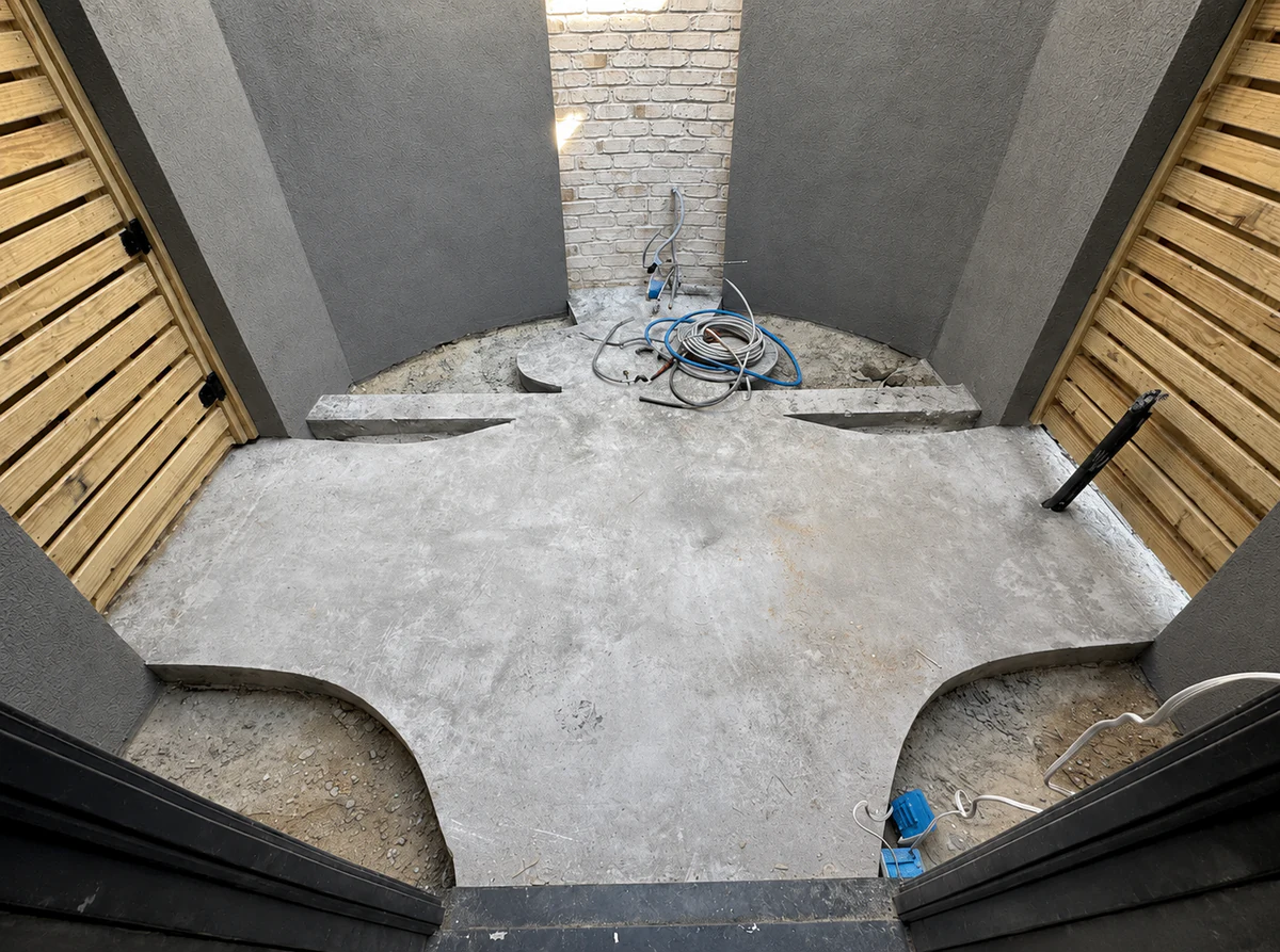 Outdoor area before flooring installation